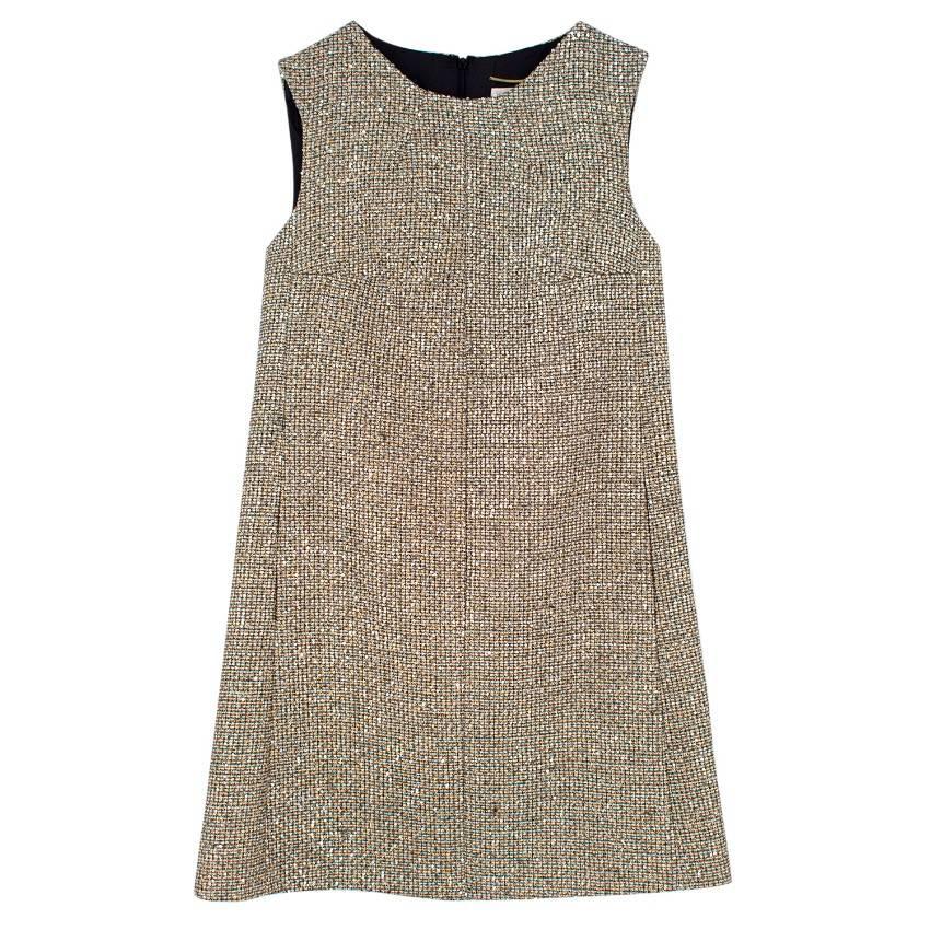 Saint Laurent Metallic Tweed Shift Dress For Sale 4