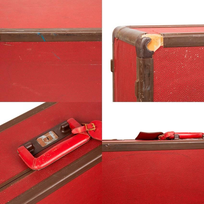 Louis Vuitton Pair of Vintage Red Leather Suitcases For Sale 1