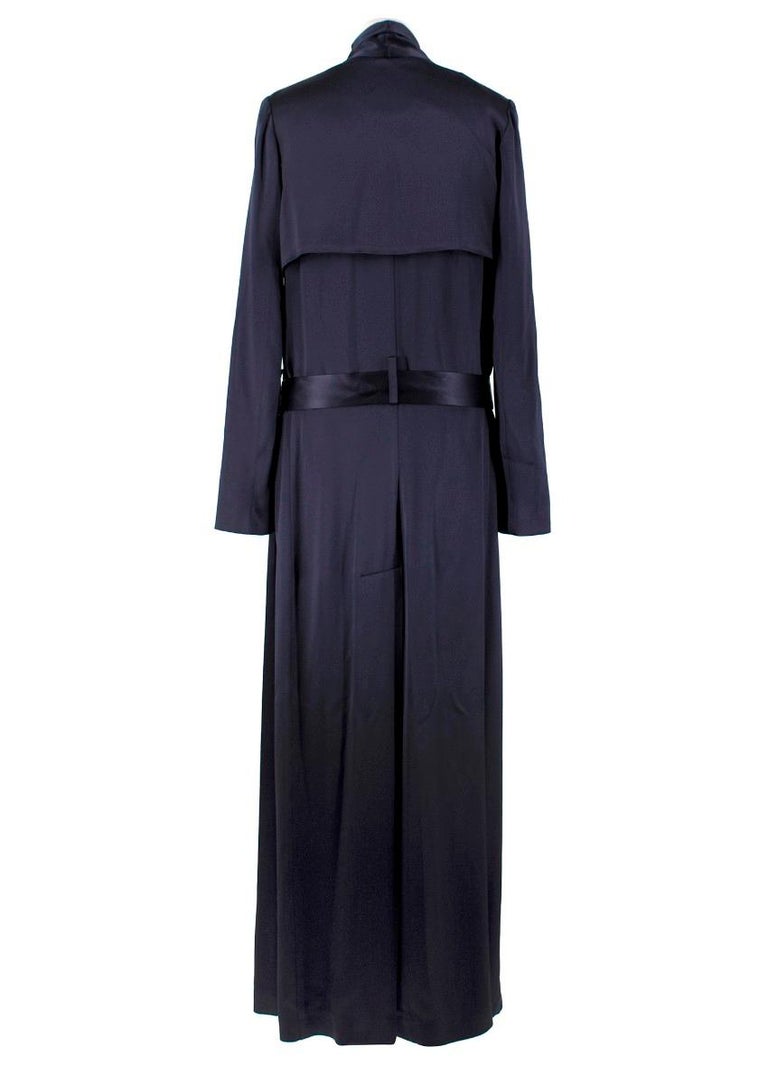 Galvan Navy Silk Duster Coat - Current Season Size 8 For Sale at 1stDibs