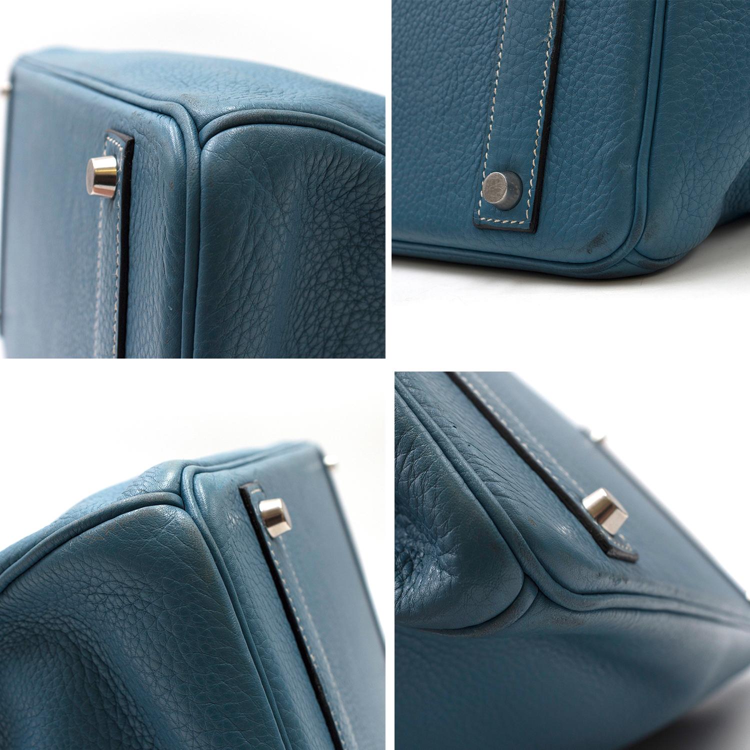 Hermes Blue Jean Clemence Leather 40cm Birkin Bag  For Sale 1