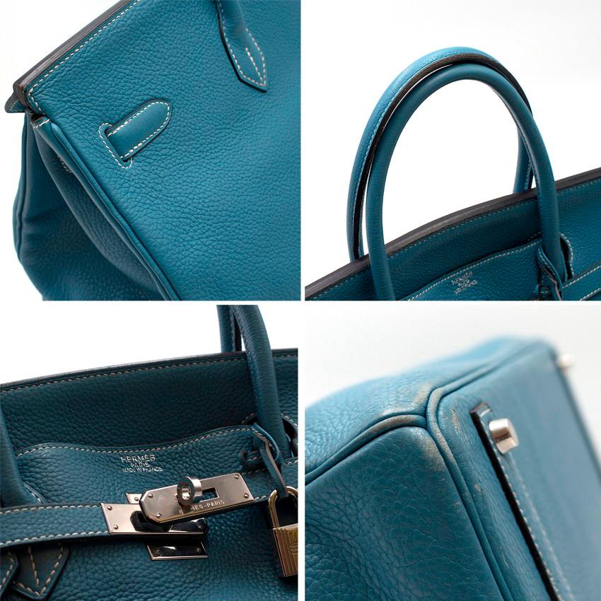 Hermes Blue Jean Clemence Leather 40cm Birkin Bag  For Sale 2