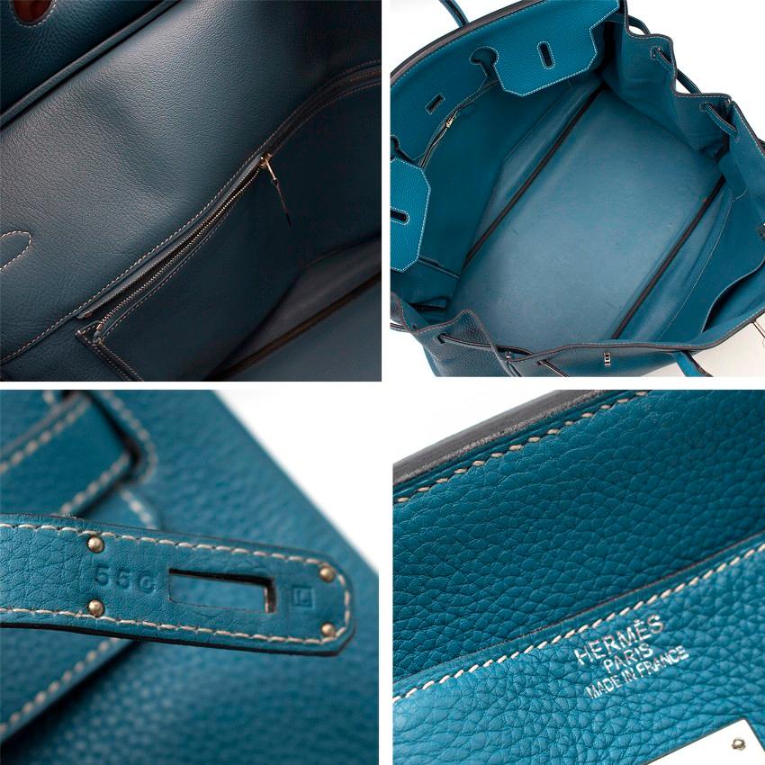 Hermes Blue Jean Clemence Leather 40cm Birkin Bag  For Sale 4