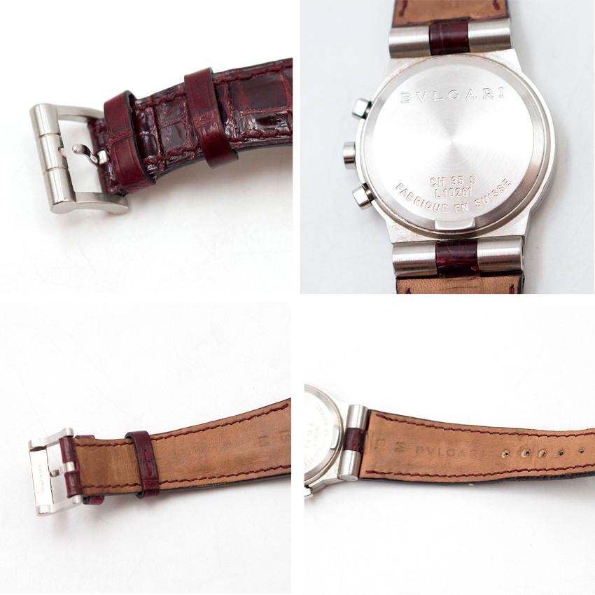 Women's Bulgari stainless steel Diagono White dial automatic wristwatch  For Sale