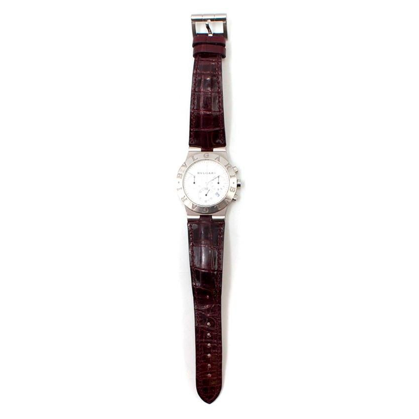Bulgari stainless steel Diagono White dial automatic wristwatch  For Sale 3
