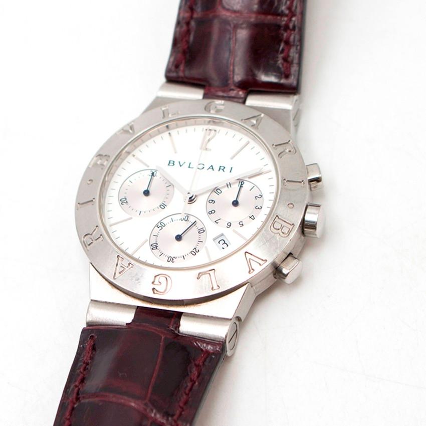 Bulgari stainless steel Diagono White dial automatic wristwatch  For Sale 2