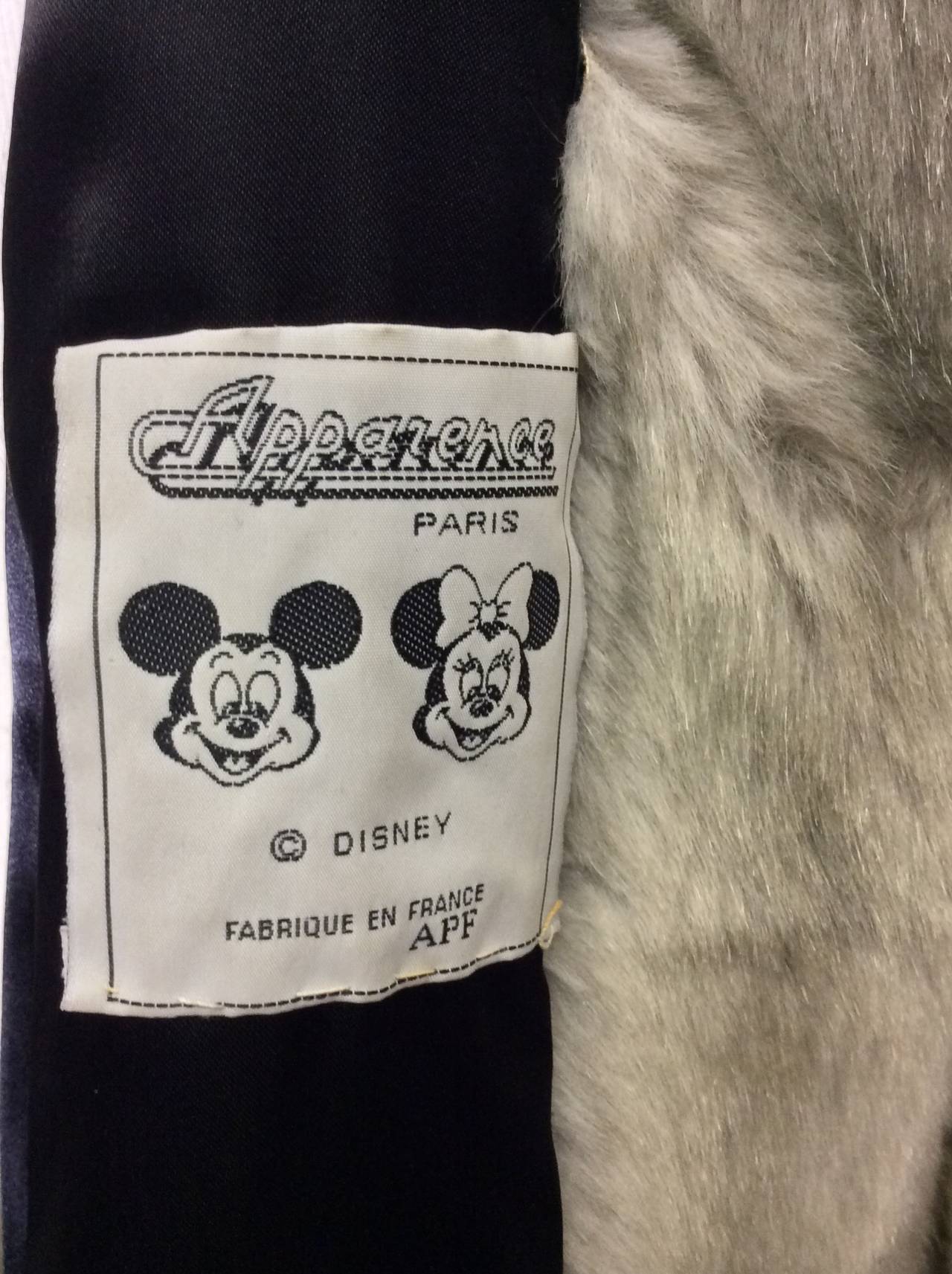 Vintage Apparence Paris Mickey & Minnie Disney Faux Fur Coat For Sale 1