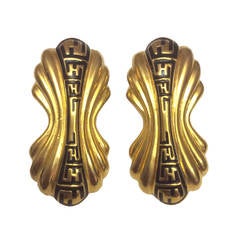 Fendi Grecian Logo Gold Post Earrings