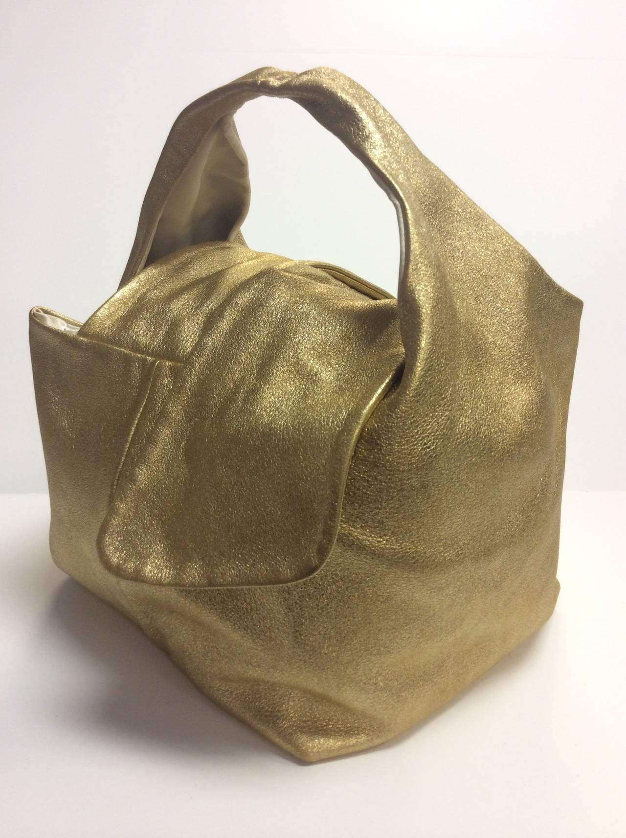 2008 Chanel Metallic Gold Lambskin Evening Hobo In Excellent Condition In Lake Park, FL