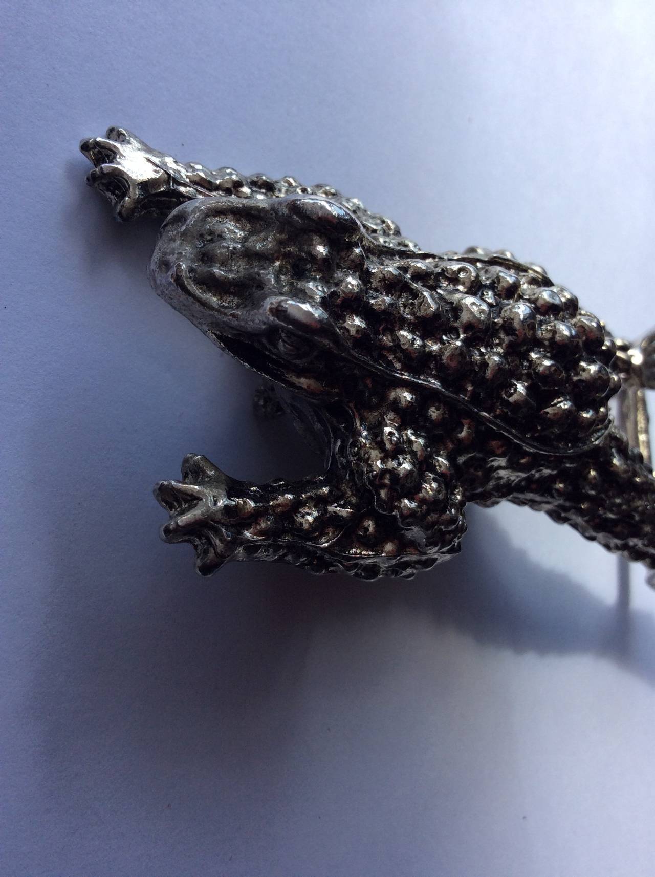 Women's or Men's Vintage Barry Kieselstein Cord Frog Sterling Silver Belt Buckle For Sale