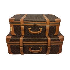 Vintage Louis Vuitton Monogram Luggage Set Pair