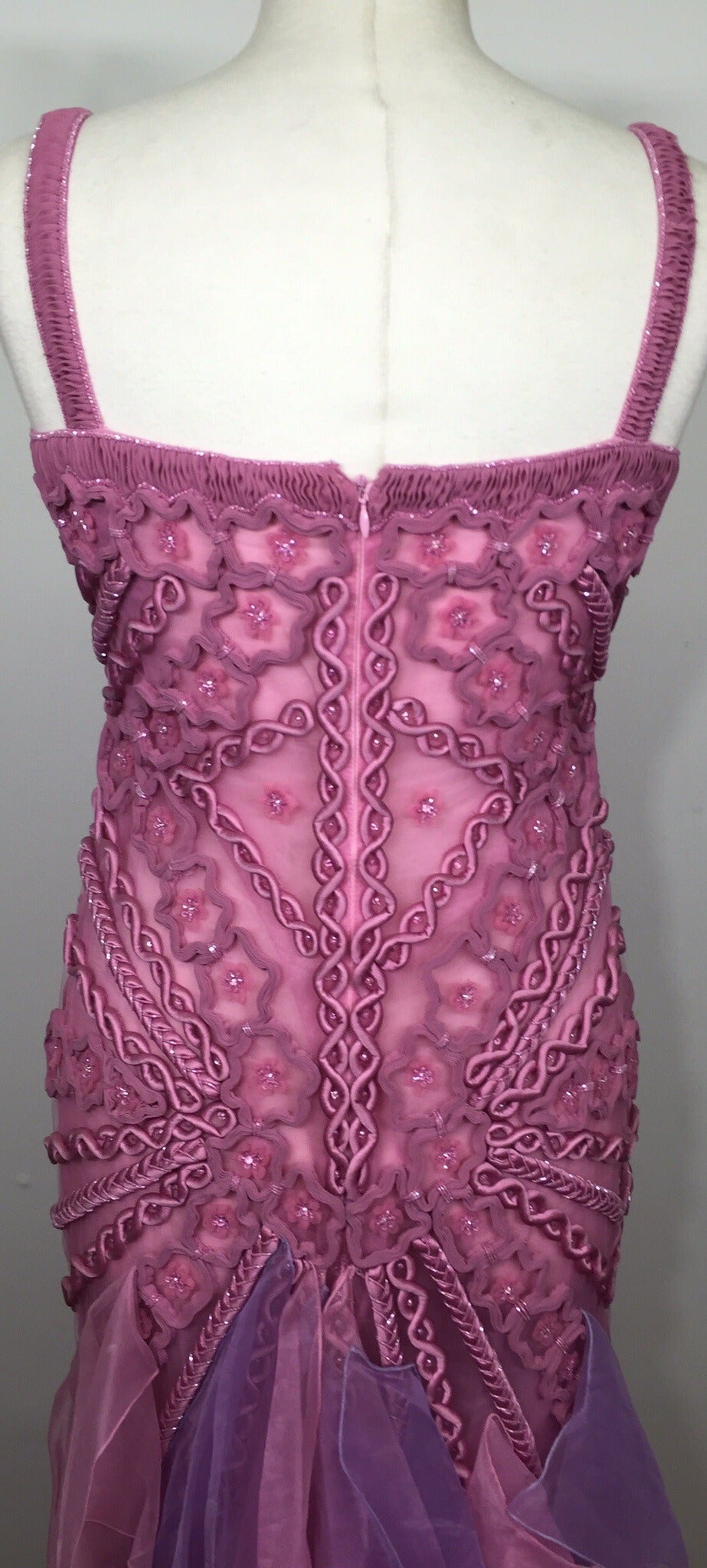 Valentino Incredible Beaded Silk Chiffon Pink & Purple Gown 8 For Sale 1