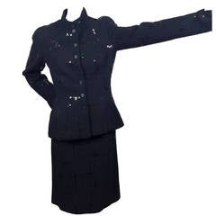 Chanel 02A Black Sequins Suit sz 36