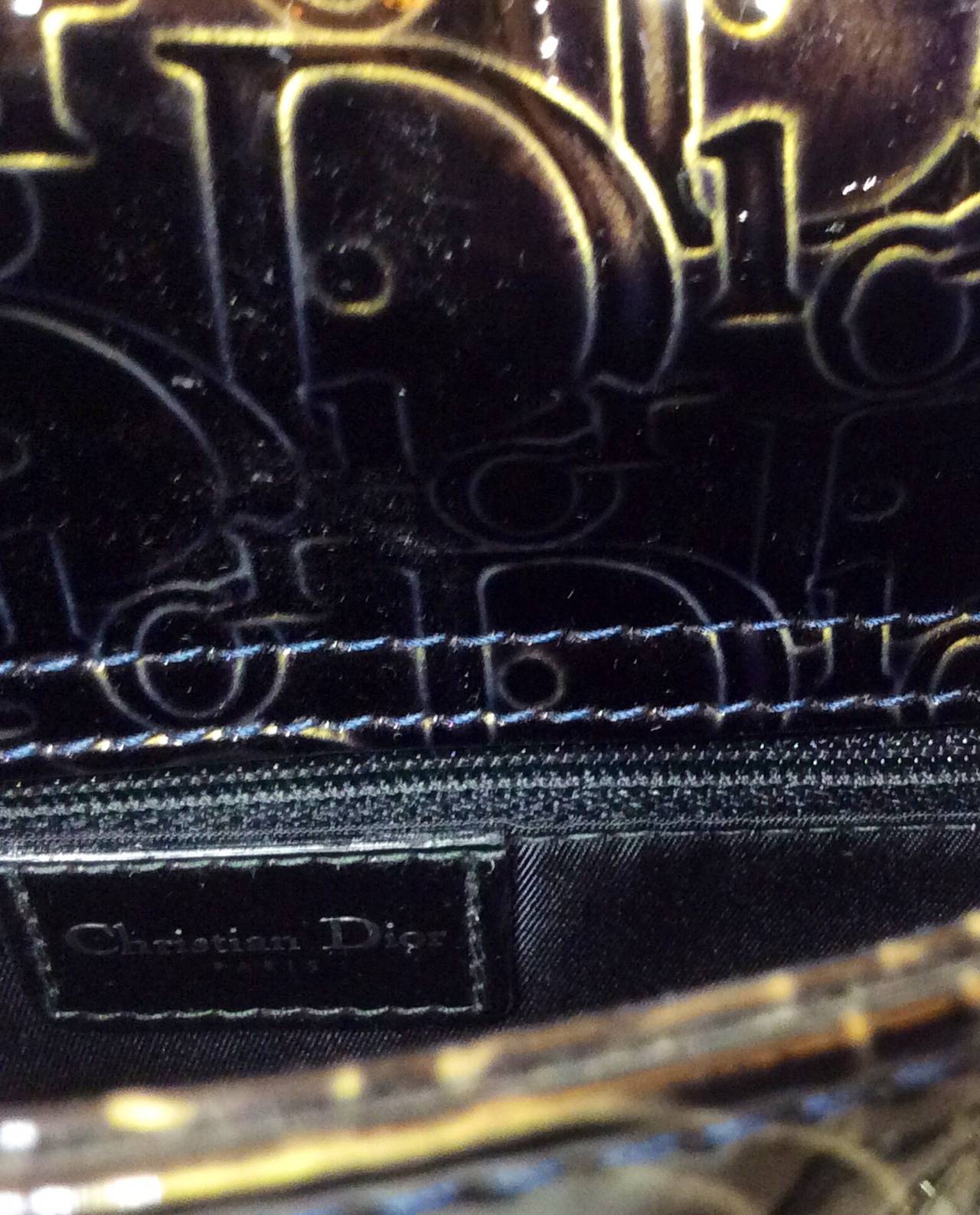 Christian Dior Rare Mini Lady Dior Monogram Patent Leather Top Handle Handbag 4