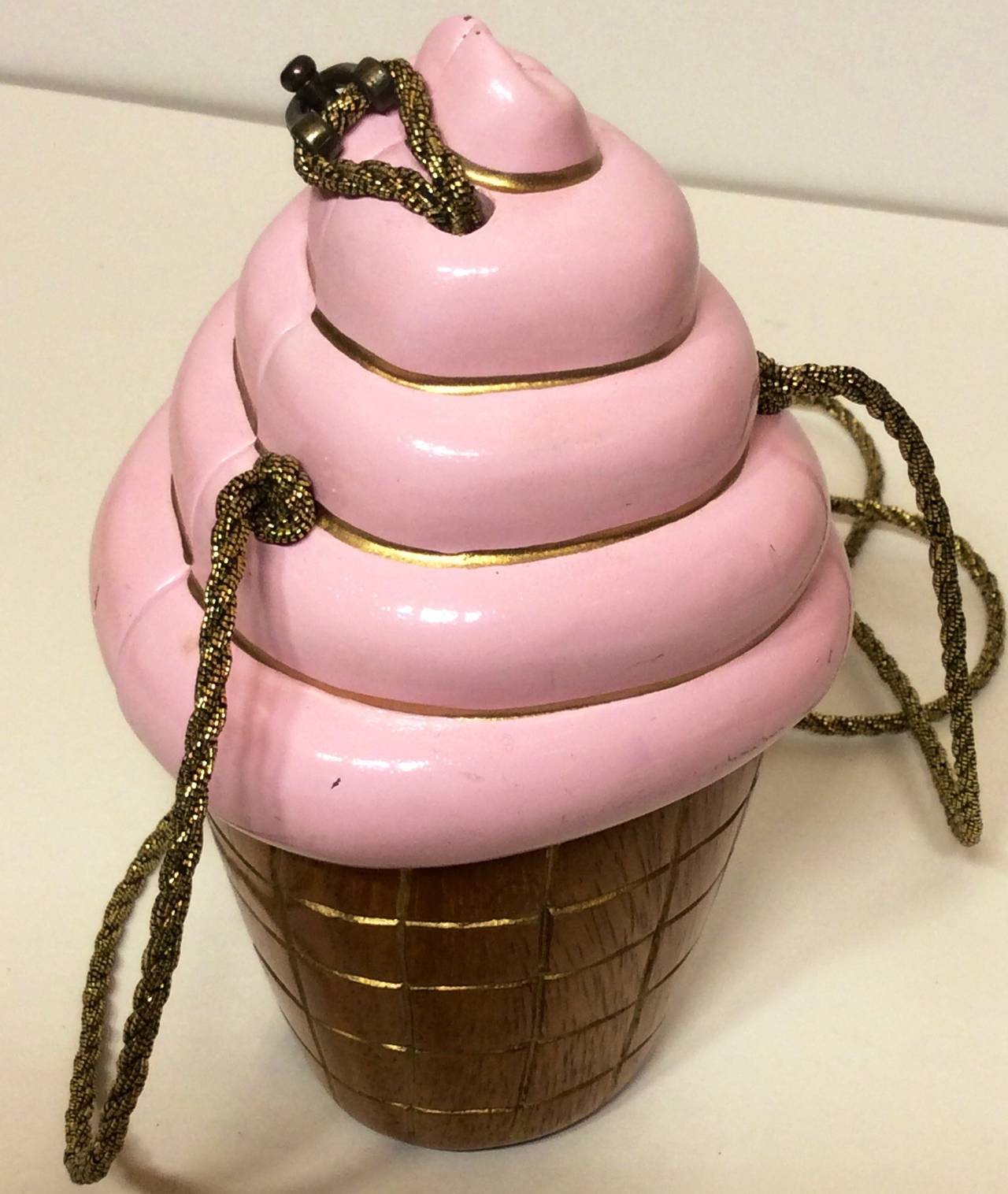Brown Timmy Woods Beverly Hills Rare Cupcake Ice Cream Cone Handbag For Sale