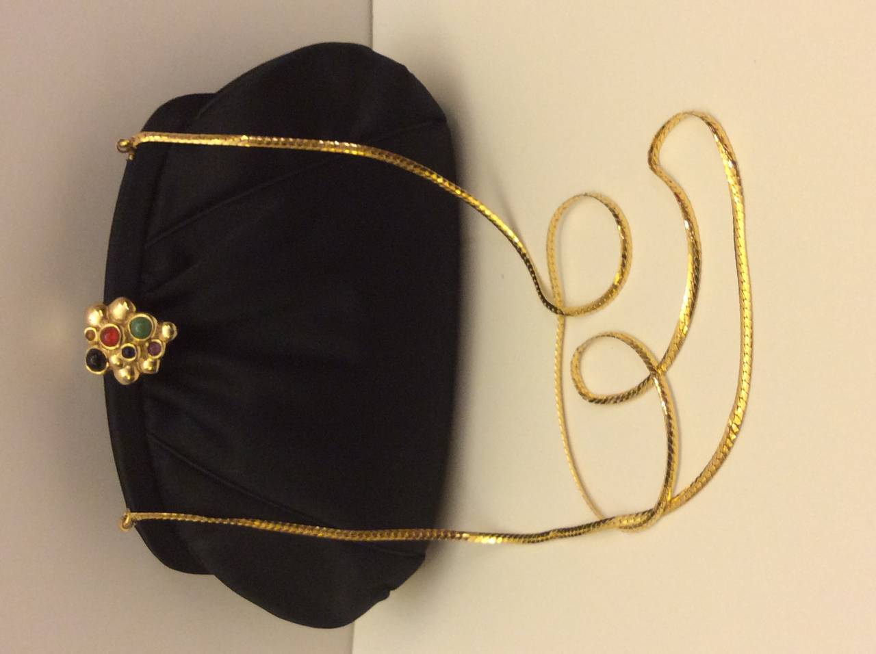 Women's Vintage Judith Leiber Satin Clutch with Cabochon Cluster