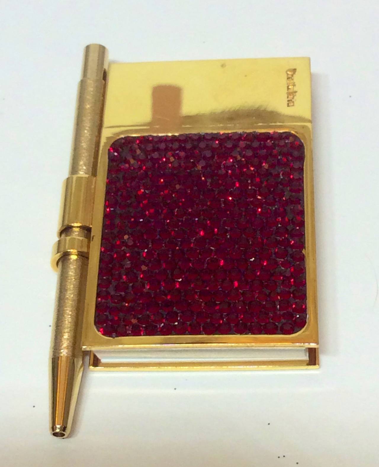 Judith Leiber Swarovski Crystal Mini Notebook & Pen In Excellent Condition In Lake Park, FL