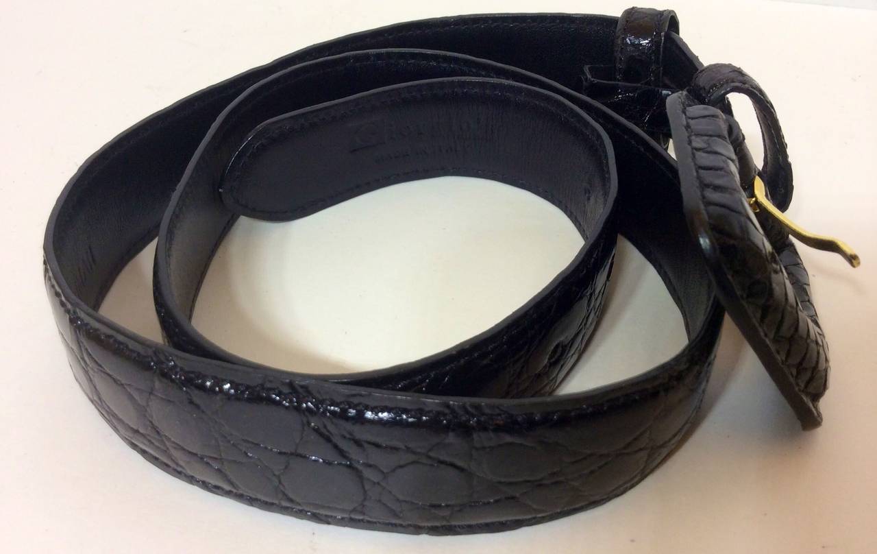 Giorgio's Palm Beach Black Caiman Alligator 1" Belt sz 85