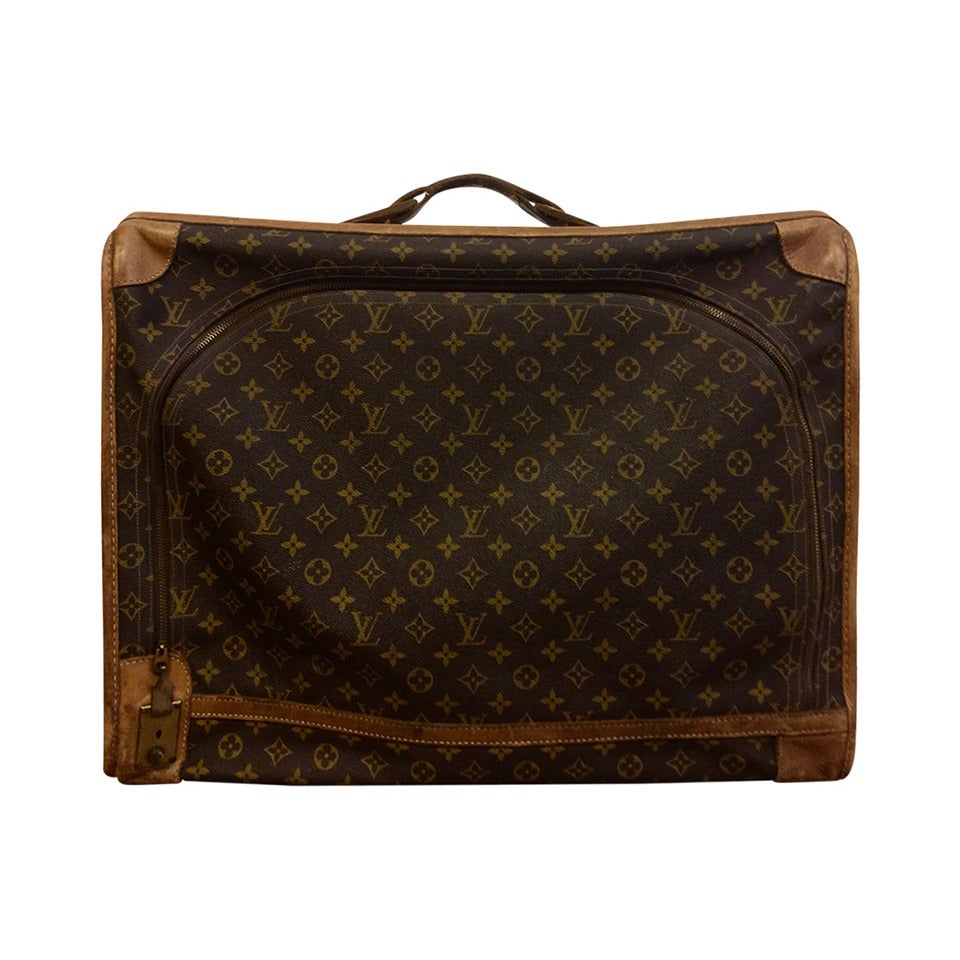 Vintage Louis Vuitton French Company Monogram Luggage Suitcase For Sale