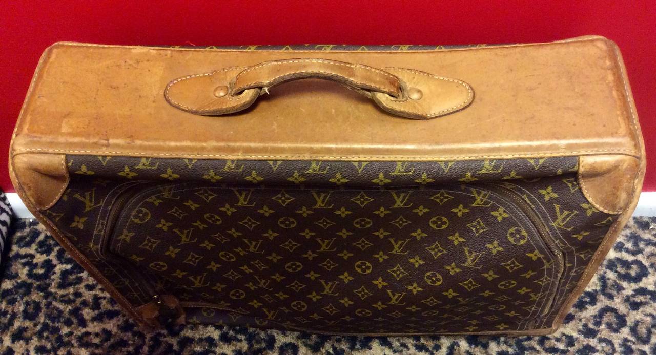 Black Vintage Louis Vuitton French Company Monogram Luggage Suitcase For Sale
