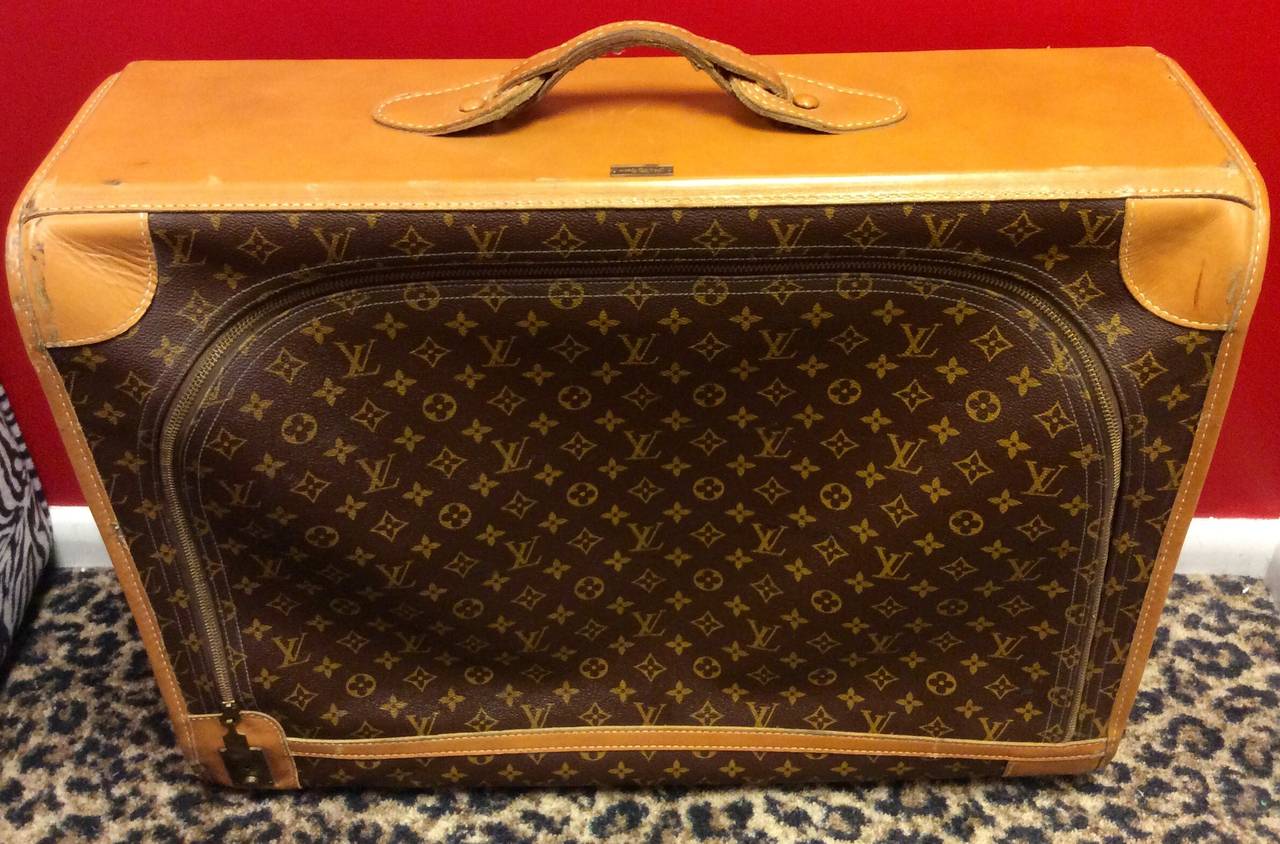 Black Vintage Louis Vuitton French Company Monogram Luggage Suitcase