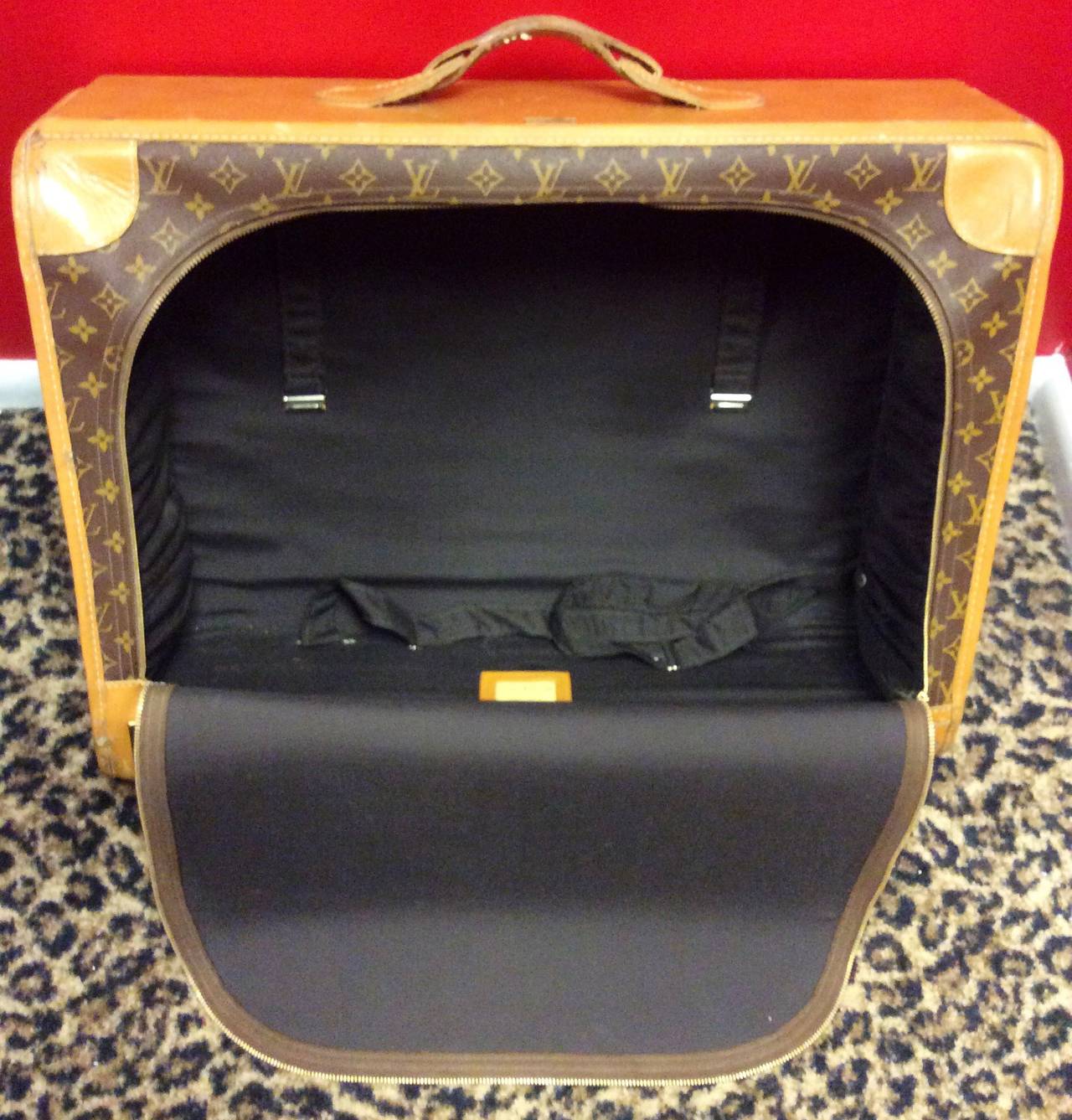 Vintage Louis Vuitton French Company Monogram Luggage Suitcase In Fair Condition In Lake Park, FL