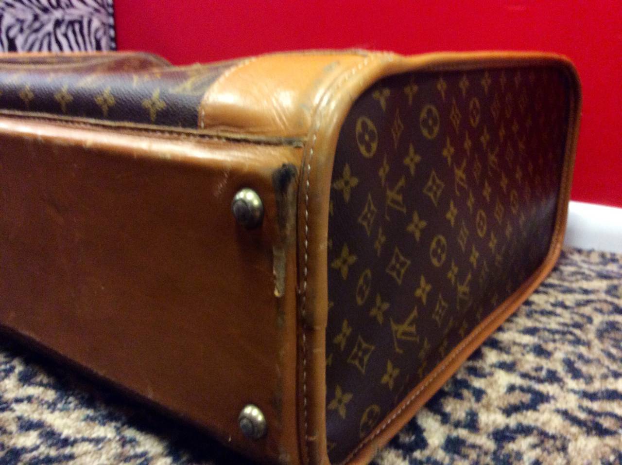Vintage Louis Vuitton French Company Monogram Luggage Suitcase 5