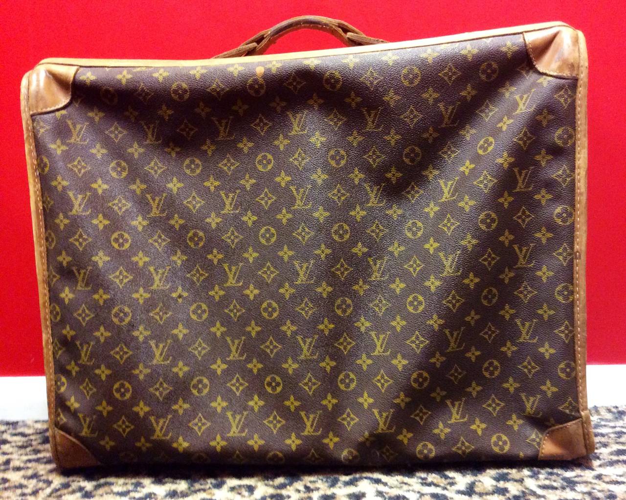 Vintage Louis Vuitton French Company Monogram Luggage Suitcase In Fair Condition For Sale In Lake Park, FL