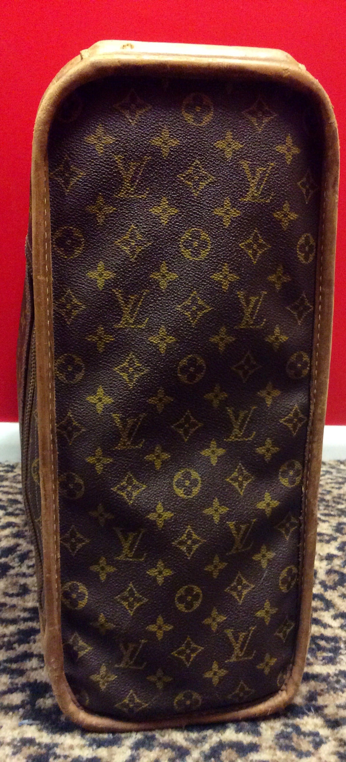 Vintage Louis Vuitton French Company Monogram Luggage Suitcase For Sale 1