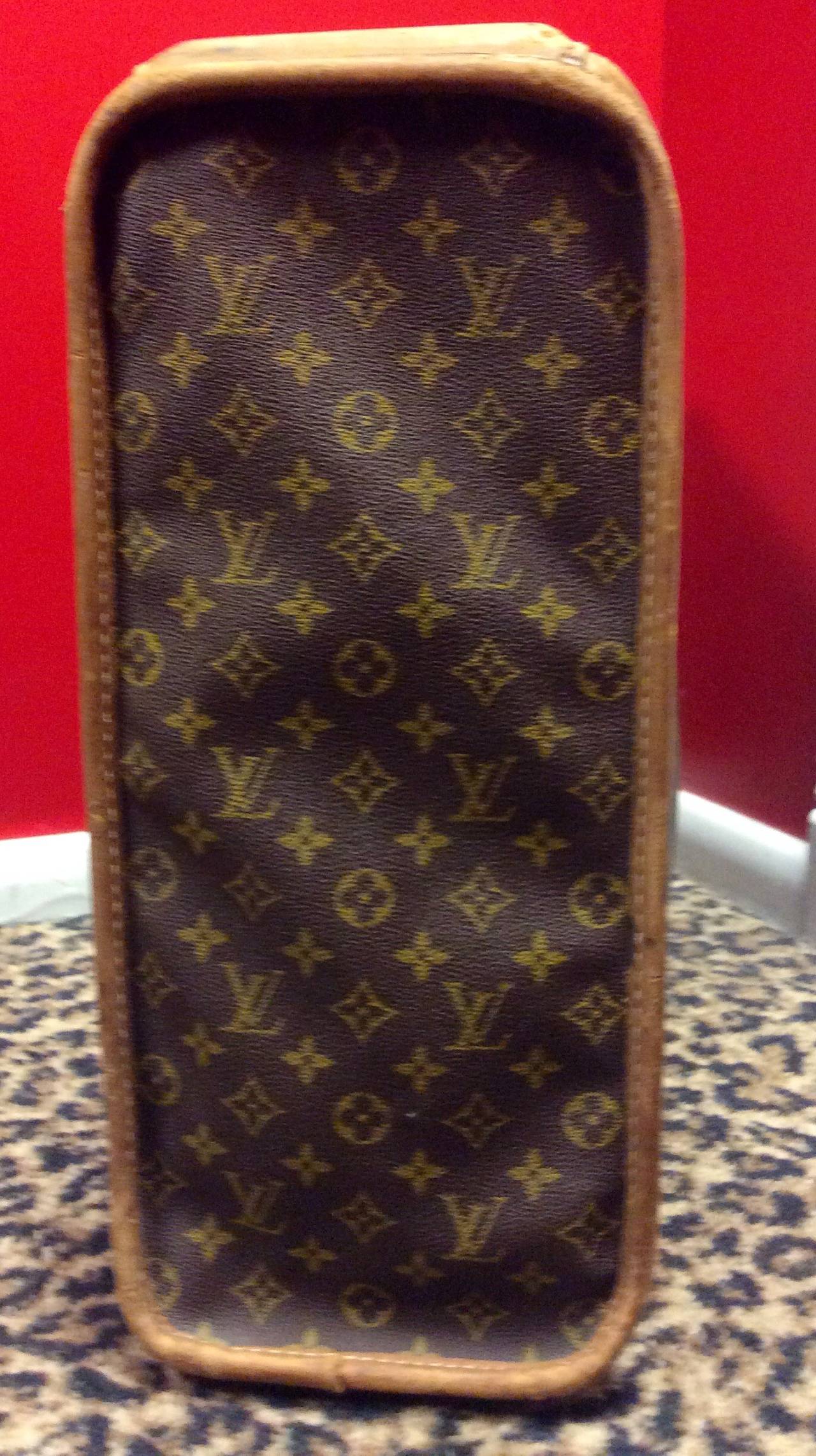 Vintage Louis Vuitton French Company Monogram Luggage Suitcase For Sale 2