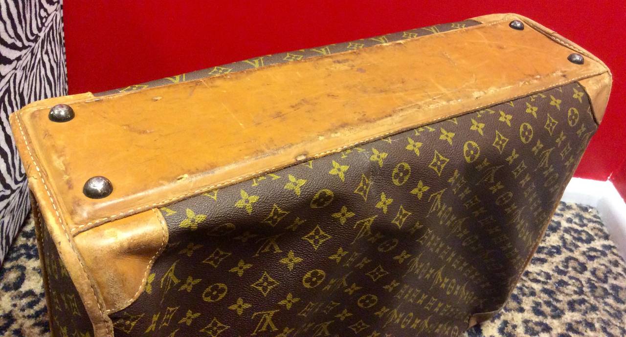 Vintage Louis Vuitton French Company Monogram Luggage Suitcase For Sale 3