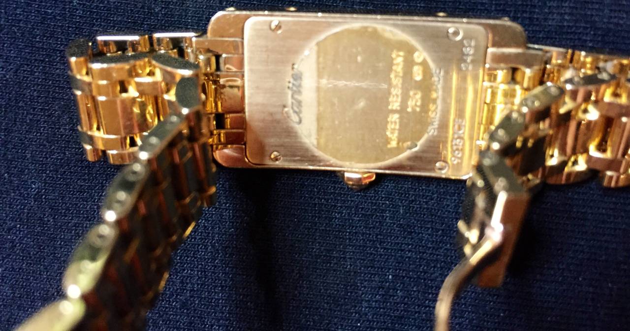 Women's Cartier Ladies 18kt Yellow Gold Tank Americaine Diamond Case Gorgeous Rare Watch For Sale