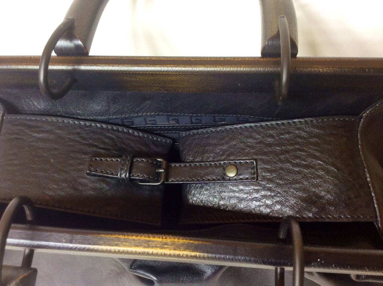 Collectible Tom Ford for Gucci Doctor Satchel Wood Handles Black Leather Handbag 4