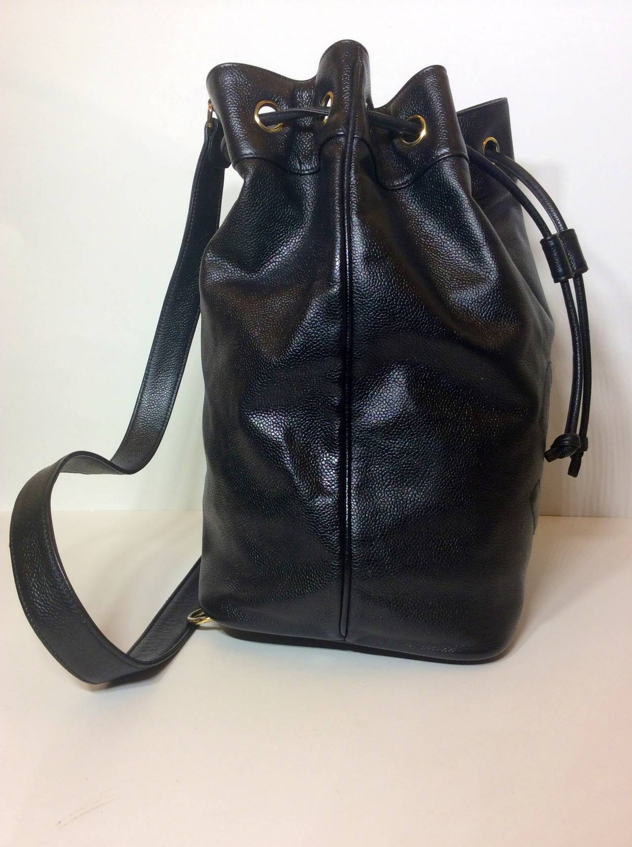 Vintage Chanel Black Caviar Backpack Sling In Good Condition In Lake Park, FL