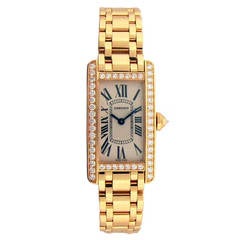 Cartier Ladies 18kt Yellow Gold Tank Americaine Diamond Case Gorgeous Rare Watch