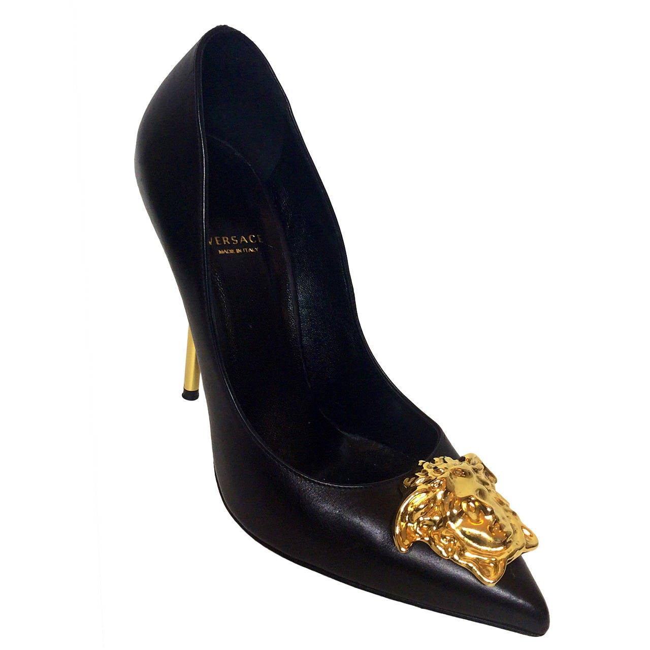 Versace Palazzo Stiletto Gold Medusa High Heels 39 1/2 at 1stdibs