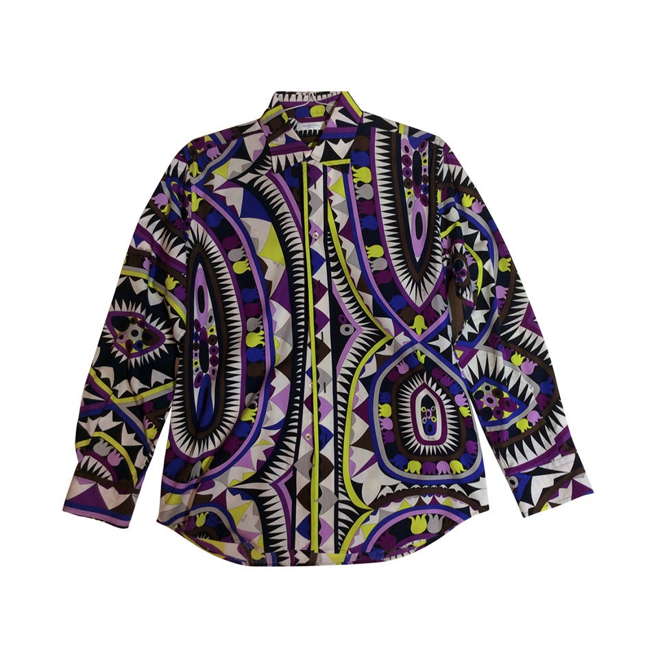 Emilio Pucci Bright Mens Long Sleeve Button Up Shirt XL