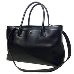 Chanel Black Cerf Tote Handbag