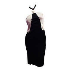 Chanel Silk Halter Black & Ivory Dress 34