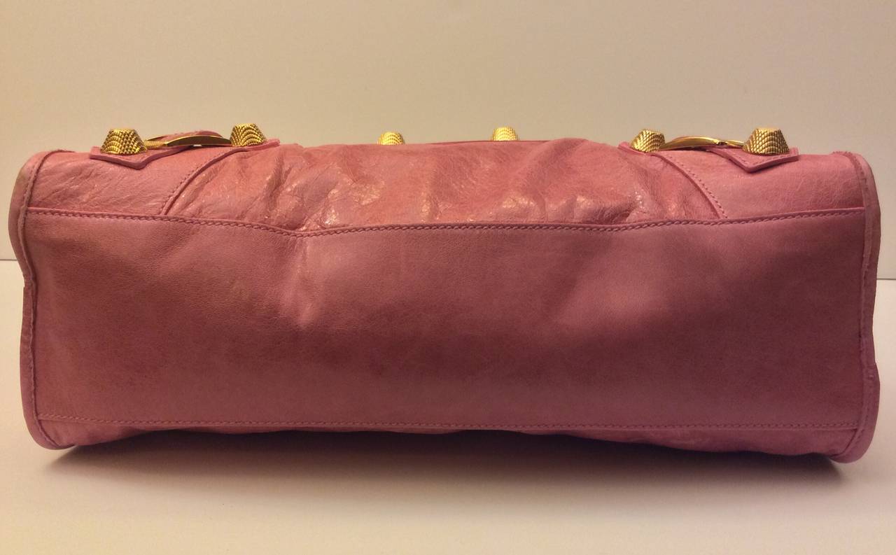Balenciaga Pink Giant 12 Gold Stud City Handbag For Sale 4