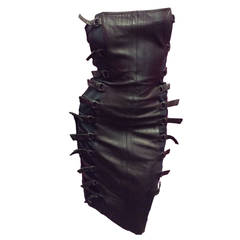 Retro PLEIN SUD Black Strapless Leather Sexy Dress 36/4