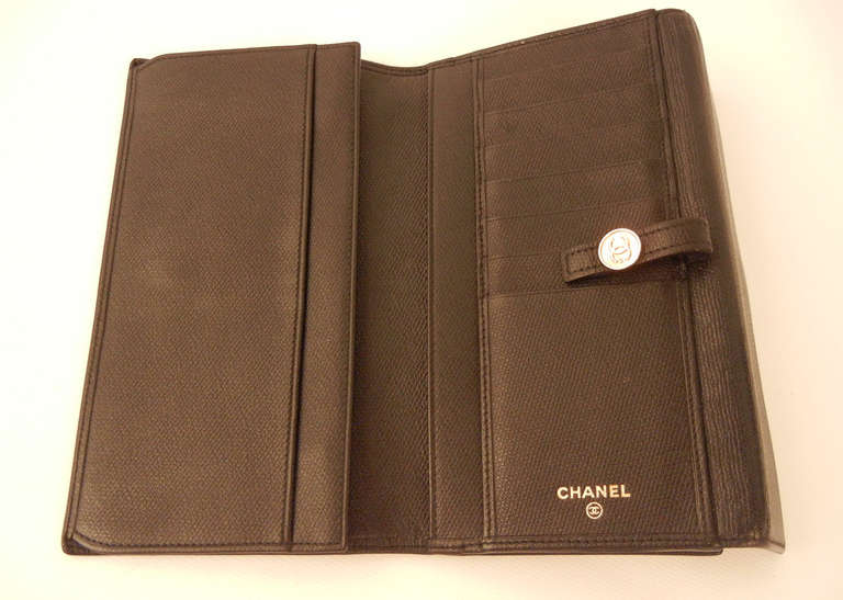 Chanel Leather Black Flap Multi Compartment Long Wallet 2