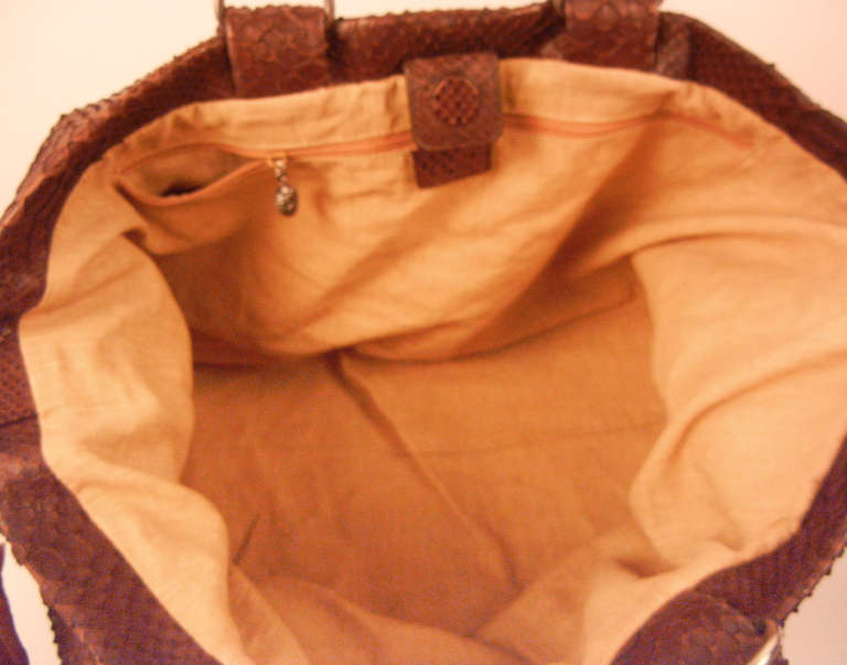 Women's Bvlgari Hobo Purse Chocolate Python Leather