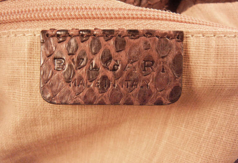 Bvlgari Hobo Purse Chocolate Python Leather 2