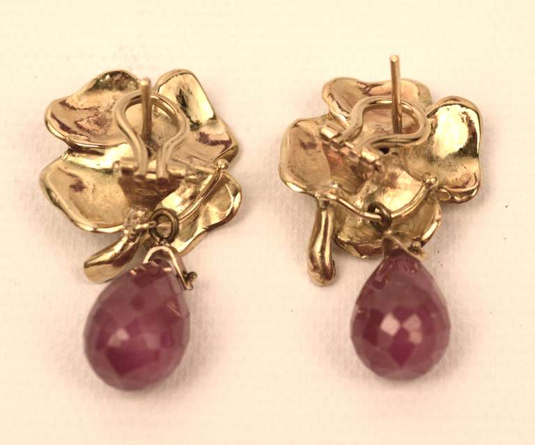 Gioielleria Garanzia Ruby Set Necklace and Earrings Yellow Gold and Diamond 2