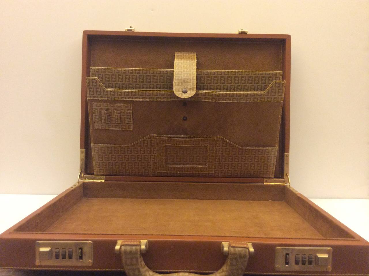 Women's or Men's Vintage Fendi Monogram Briefcase For Sale