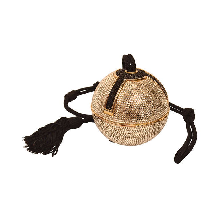 Vintage Judith Leiber Disco Ball Swarosvki Clear and Black Crystals