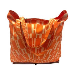 Hermes Orange H En Voyage Shopper Tote Collapsible Zip Handbag