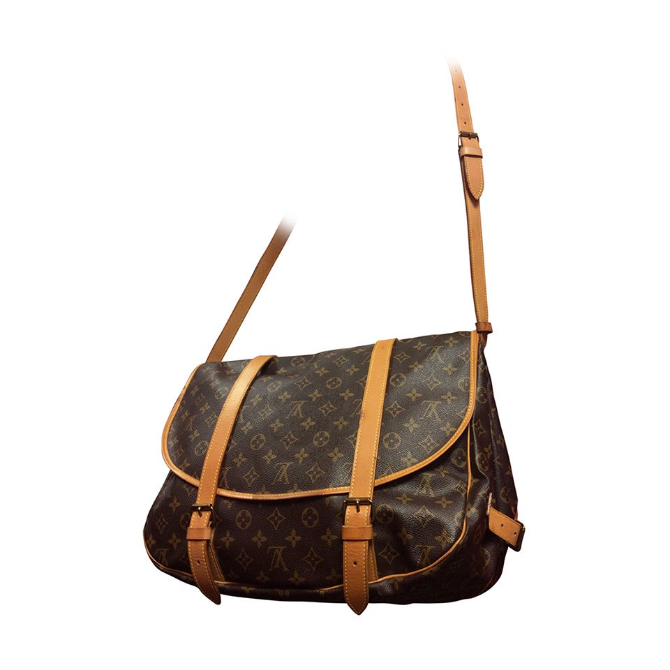 Louis Vuitton, Bags, Auth Used Vintage Lv Double Sided Monogram Samur 35  Saddle Bag Final Price