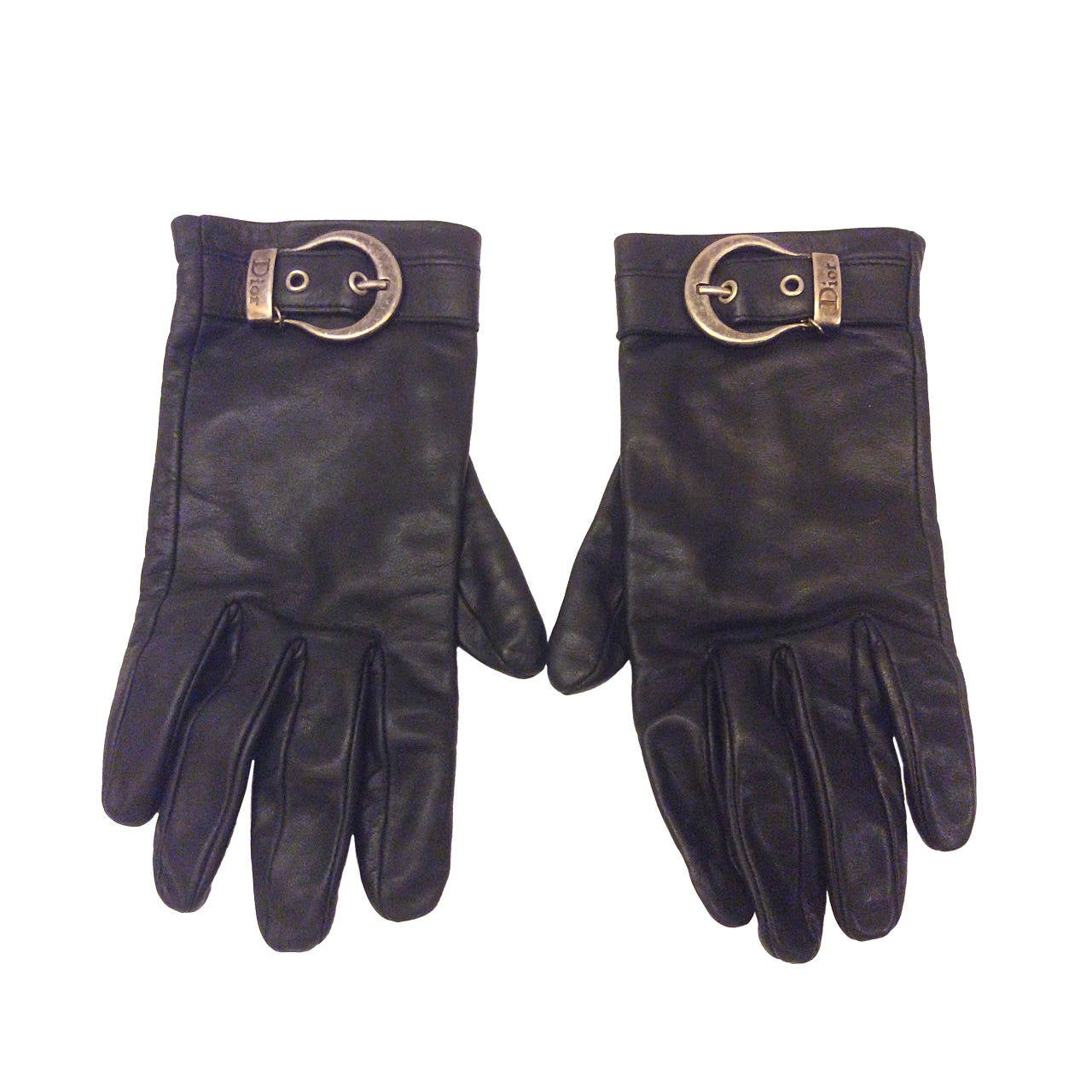 Christian Dior Black Leather Gloves For Sale