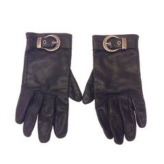 Christian Dior Black Leather Gloves